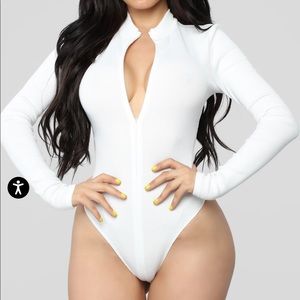 Fashion Nova white long sleeve bodysuit- tag not attached.